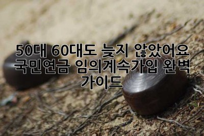 50대, 60대도 늦지 않았어요! 국민연금 임의계속가입 완벽 가이드